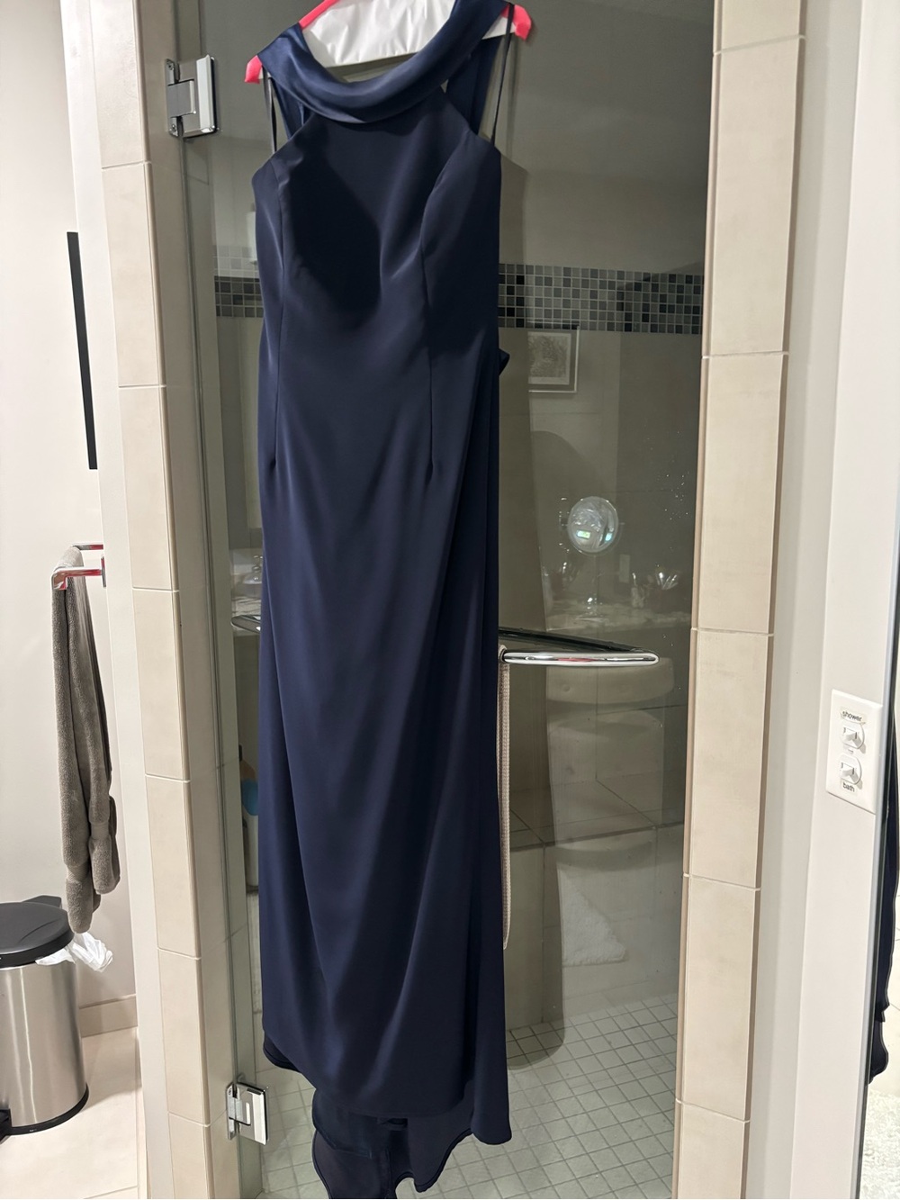 Audrey Brooke Navy Cowl-Neck Maxi Dress
